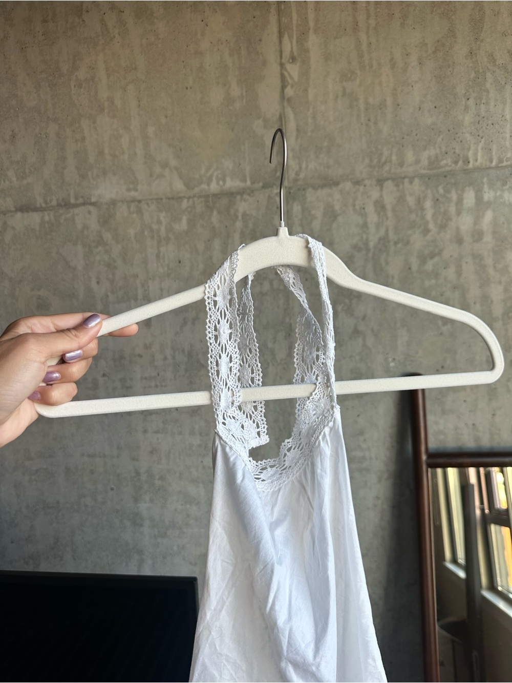 Musier Paris White Lace-Trim Camisole